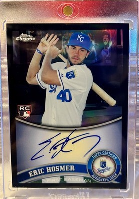2011 TOPPS CHROME ERIC HOSMER RC #170 BLACK REFRACTOR AUTOGRAPH #4/100!!!