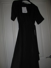 NEW Selected Femme Linen Blend Sandra Wrap Dress - Choice of Size - Black