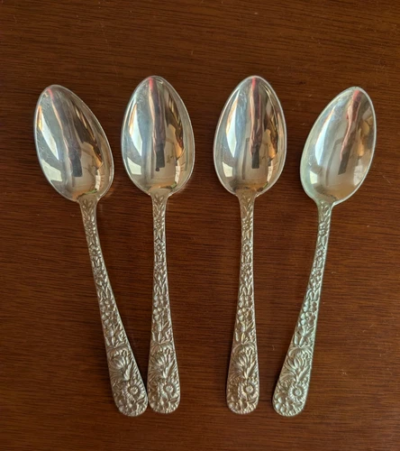 Lot of 4  S. Kirk & Son Sterling Silver REPOUSSE Spoons spoon 123 grams