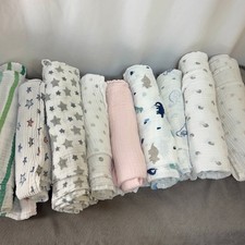 Lot of 9 Cotton Muslin Baby Blankets Neutral aden anais Cloud Island Kyle/Deena