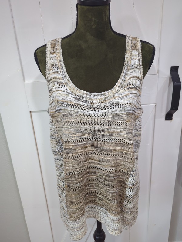 Dress Barn Women’s Brown Tan Knit Scoop Neck Tank Top Size L