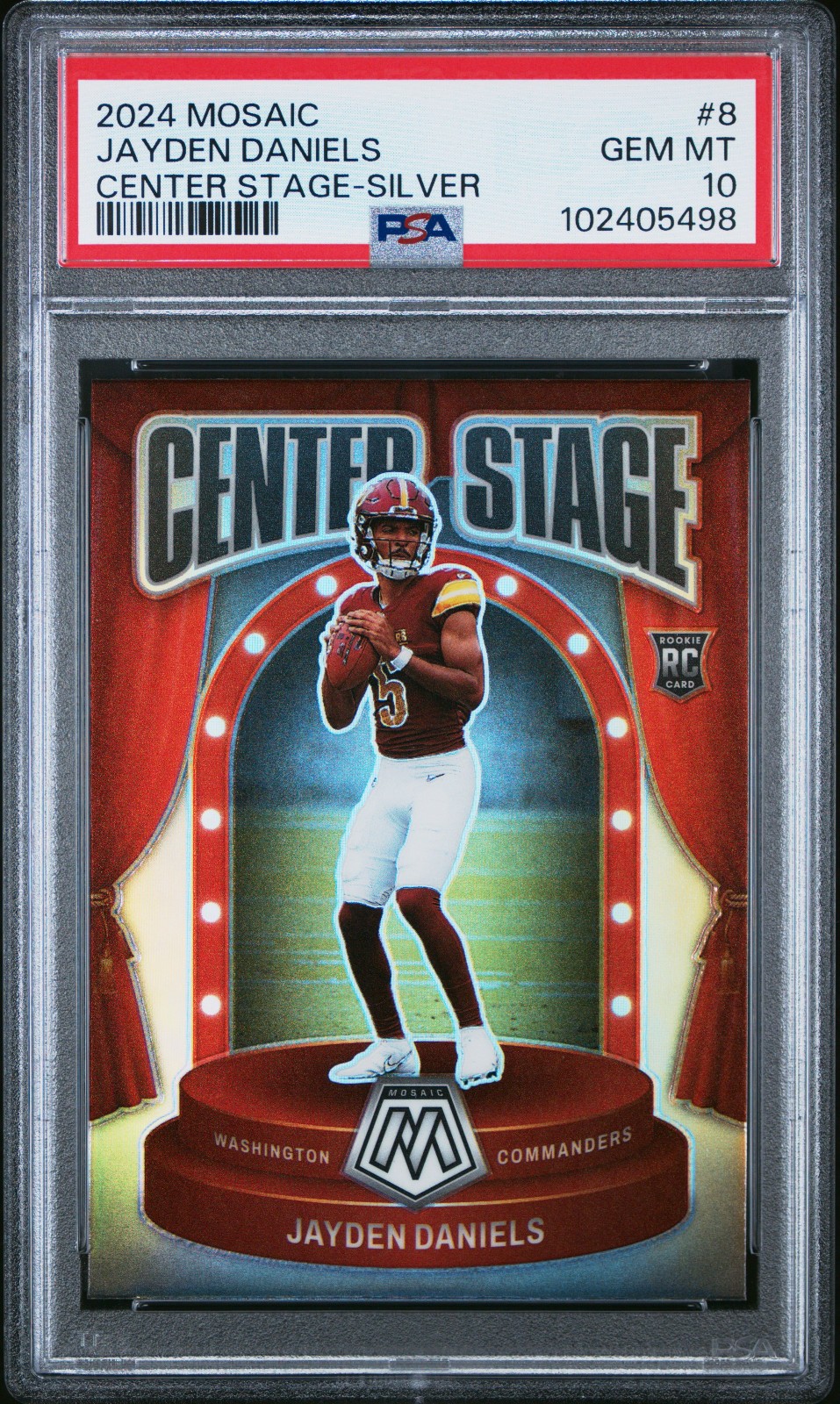 2024 Mosaic #8 Jayden Daniels Center Stage SILVER RC PSA 10 *POP 7*
