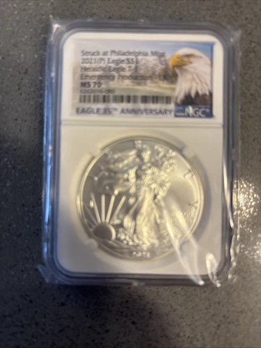 2021P Silver American Eagle T1 Struck At Philadelphia Ms 70 Eagle Label NGC