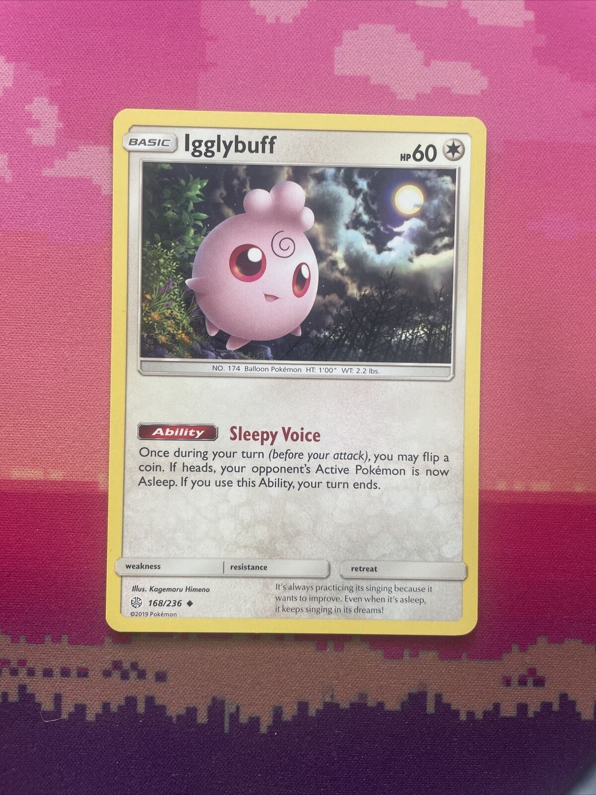 Pokemon Card Igglybuff Cosmic Eclipse Uncommon 168/236 Near Mint