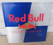 Red Bull Energy Drink Metal Bar / Pub / Mancave Sign Brand NEW 2 Sided 10 x 10