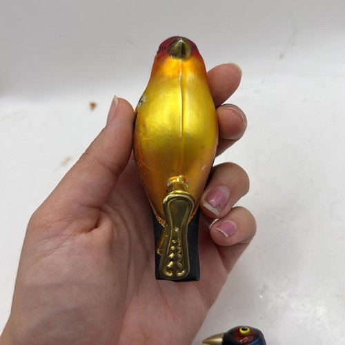 Vintage Glass Christmas Ornament Clips Birds Set Bundle Two Collectible Colorful - Picture 8 of 15