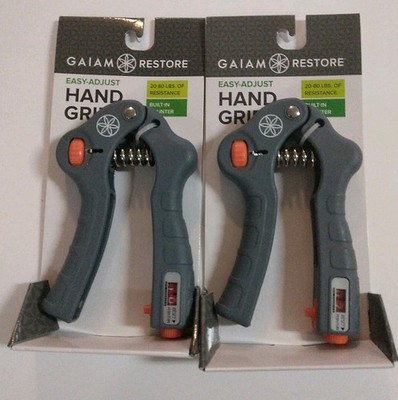 2x Gaiam Restore, Easy Adjust Hand Grip, 20-80lbs Resistance, Built-in Counter