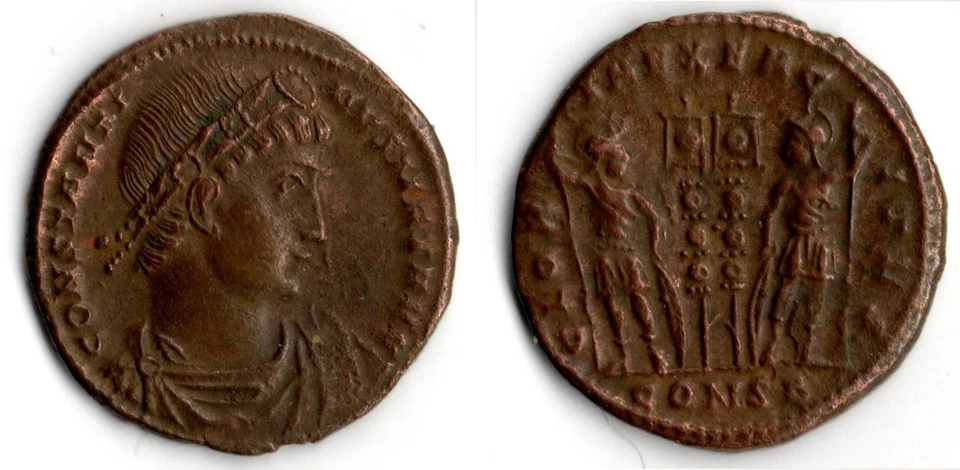 CONSTANTIN I (306 337) SOLDATS ENTRE DEUX ETENDARDS - Photo 1/1
