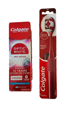 Colgate Optic White Pro Series Express White Toothpaste 3 oz + Soft Toothbrush