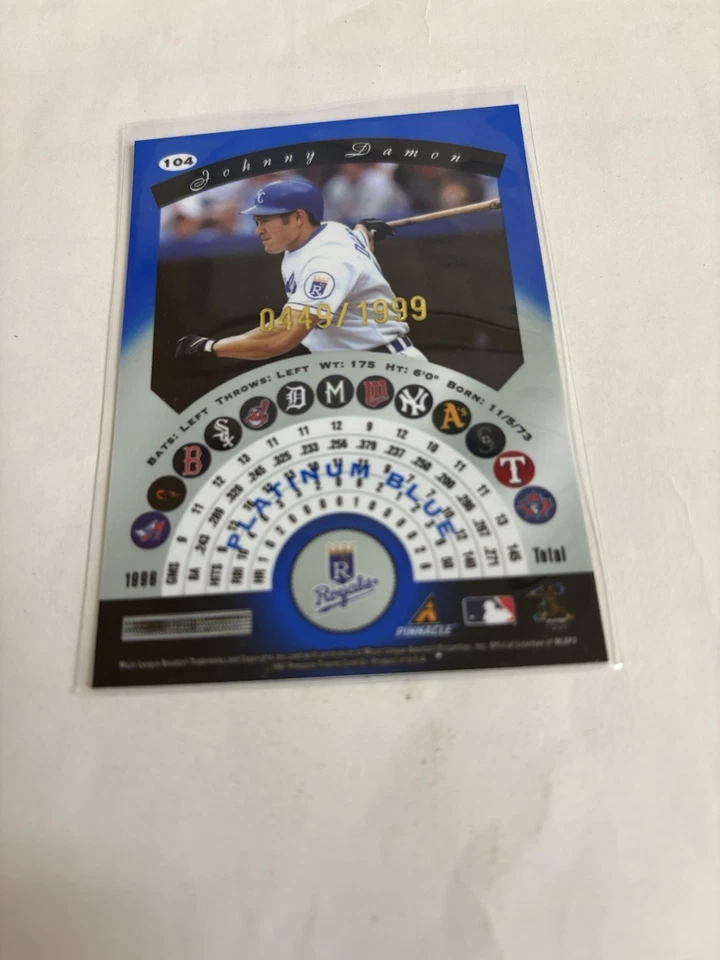1997 Pinnacle Totally Certified - Johnny Damon #104 Platinum Blue /1999 - Image 2 of 2