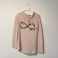 Jesse & J Womens Hooded Sweater Top Size S Beige Knit Maternity Made In USA