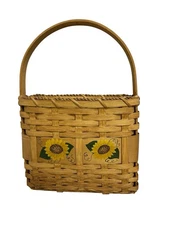 Vintage 90’s Hanging Wall Basket Sunflowers Decor 13x9x2 Cottage Core