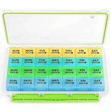 Large Green Moisture-Proof 28 Day Large Pill Organizer Case Box Holder