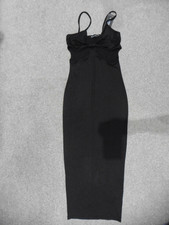 NEW Pretty Little Thing PLT Black Strappy Cut Out Midi Dress Size 8 BNWT