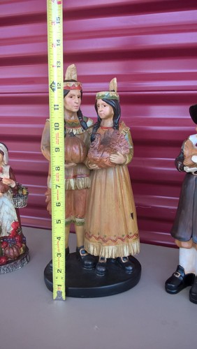 Thanksgiving Holiday Figurines Pilgrims Native American Traditional Rustic Style - Picture 7 of 12