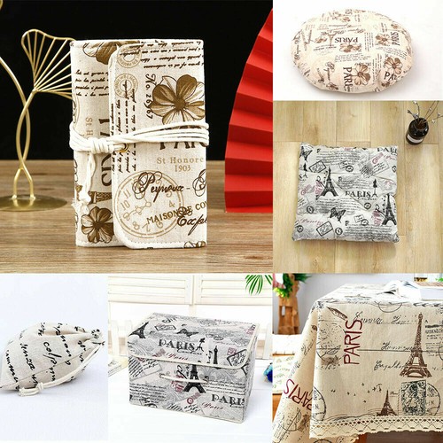 Vintage Paris Eiffel Tower Fabric Cotton Linen For DIY Handmade Decor Material - Picture 6 of 16