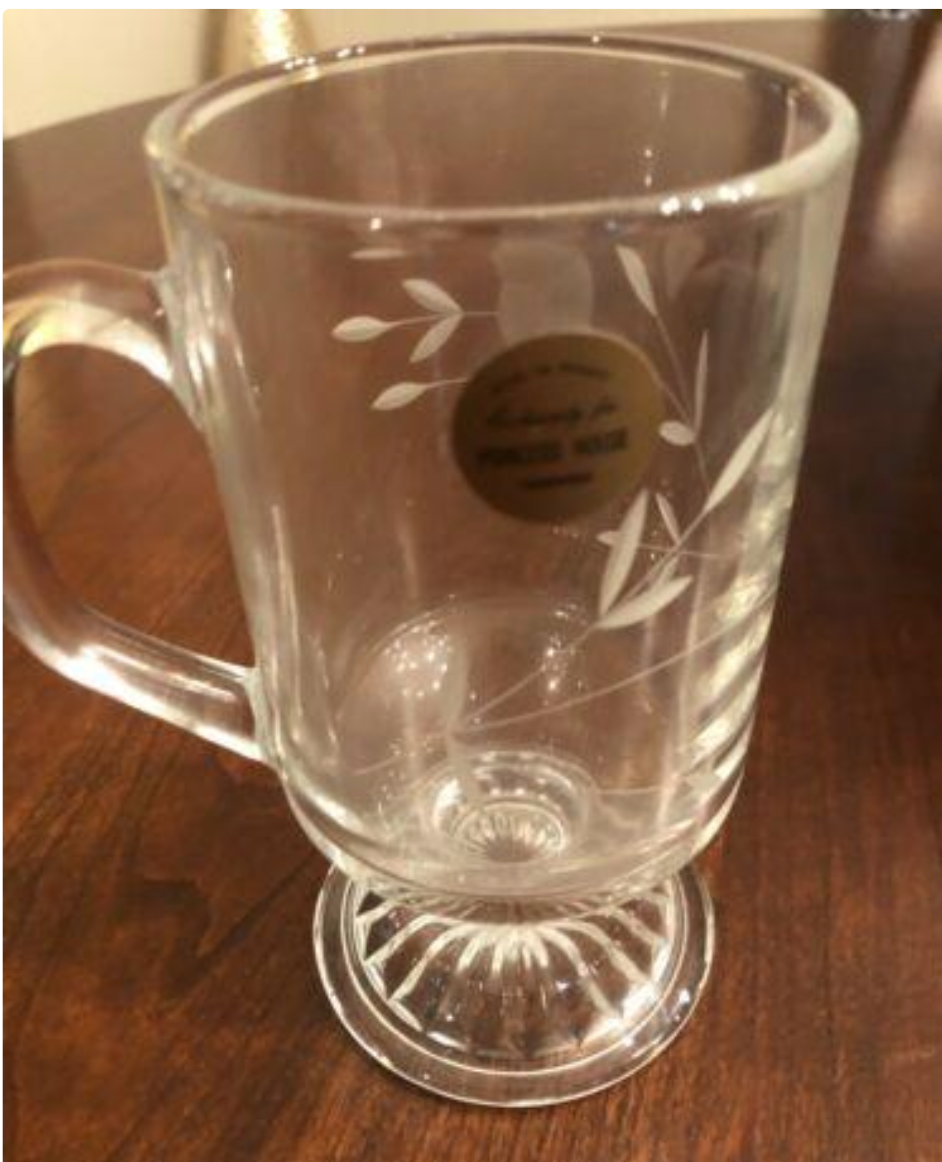 Princess House Heritage 4 Crystal Irish Coffee Cappuccino mugs 504