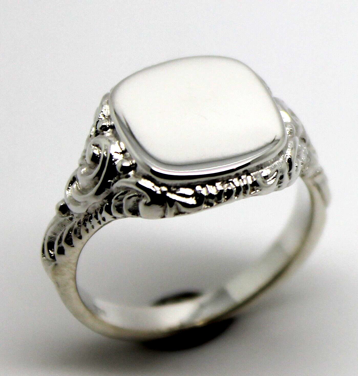 Genuine Size K 1/2 Solid Sterling Silver Square Engraved Signet Ring - Free Post