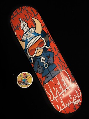 RARE VINTAGE Blue Horned Helmet Pilot Speed Demon Skateboard Deck