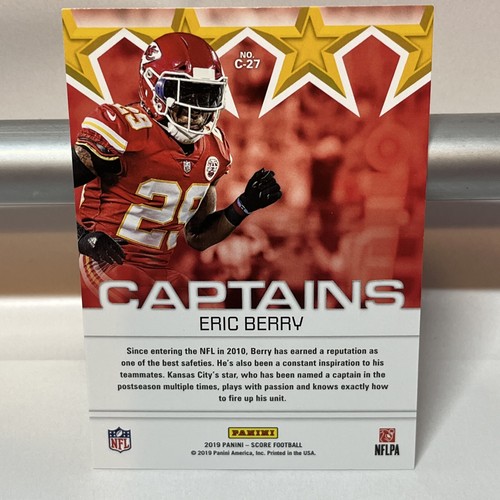 2019 Panini Score Captains Eric Berry #C-27 Kansas City Chiefs - Picture 2 of 2