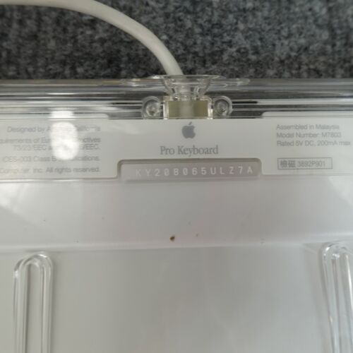 Apple Keyboard USB Wired M7803 Pro White Clear Tested Working Clean W/ Pro Mouse - Picture 9 of 15