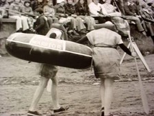 Wards Warriors in Tube Race Victoria BC Press B&W Photo Jim Ryan 