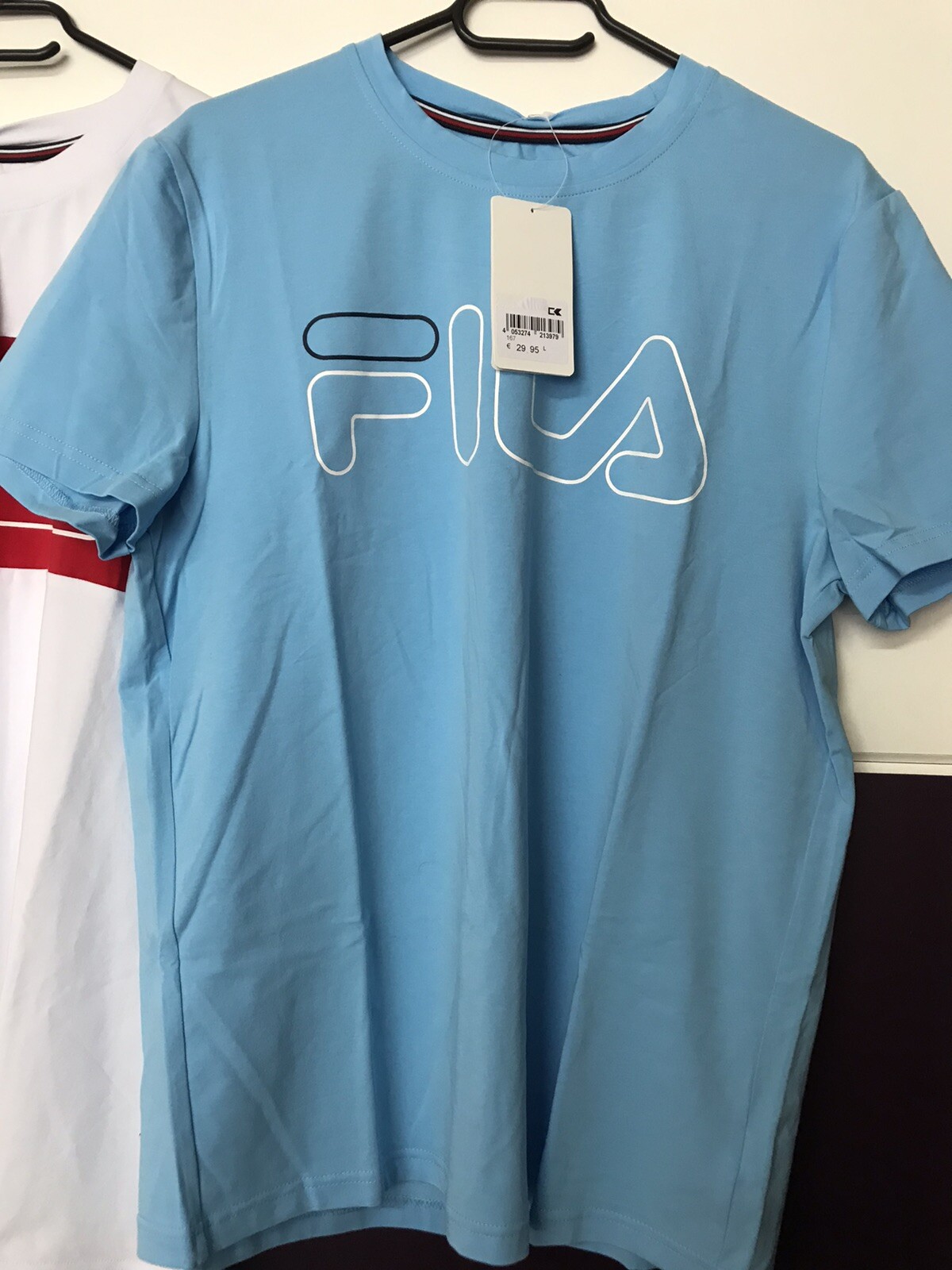 2x FILA Original T Shirt Uomo Rudi & Reggie Peacoat Bianco Rosso Blu Nuovo