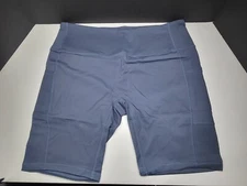 Vbiger High Waist Yoga Shorts With Pockets 5" Blue Women's XXL