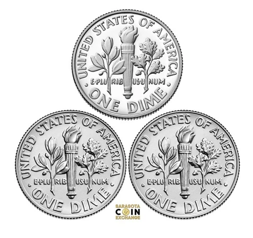 2018-S Silver Proof Dime - 90% Silver - WITH PHILADEPHIA AND DENVER BU COINS 3