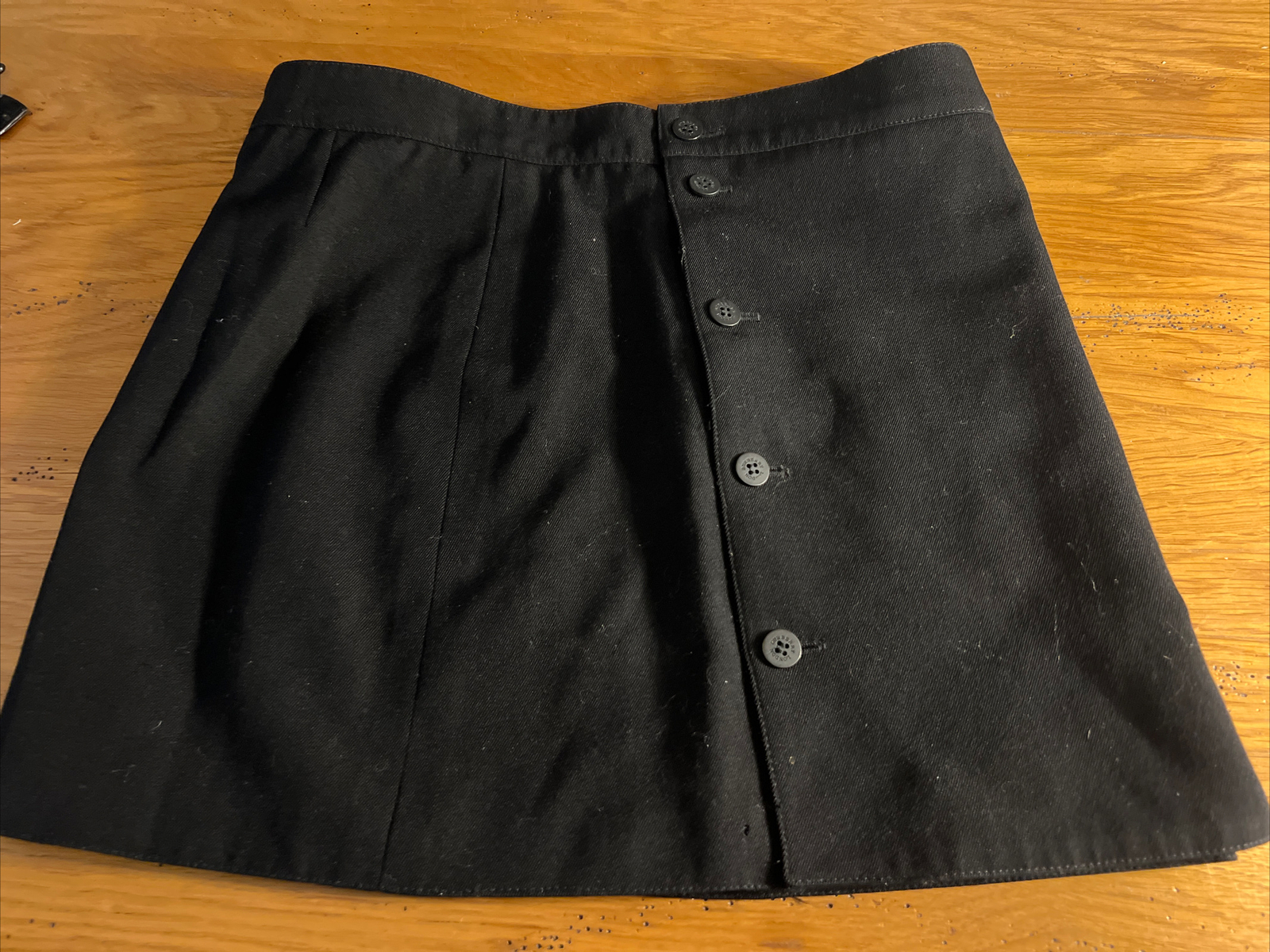 Burberry Vintage Mini Skirt Black Size UK 8 Wool Zip Buttons SALE SHOP CLOSING!