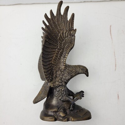 Vintage Brass Flying Eagle Bird Figure Statue 8 Paperweight Art, Great Detail
