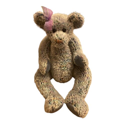 Vintage Ty RAZZMATAZZ Blue Rainbow Confetti Teddy Bear 2000 Plush Animal EUC