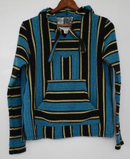 Original Senor Lopez Medium Hoodie Mexican Baja Woven Poncho Pullover