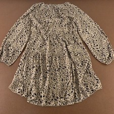 Shein Women's XS US 12 Ditsy Floral Tie Neck Bishop Sleeve Layered Dress New