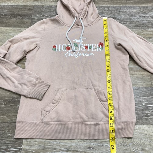 HOLLISTER Graphic Logo Drawstring Tie Pink Sweatshirt Hoodie Women's Size Small - Picture 10 of 12