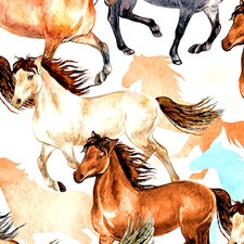 BENARTEX FABRICS 14802-99 "GONE COUNTRY" THE HORSES PRINT 44" BY THE YARD