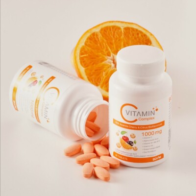 Boom Vit C Natural Vitamins C+B+D3 Complex Supplement BSI Standard 1000mg  x 6
