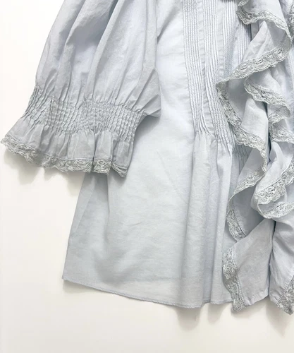 AUTH Women Doen Collared Ruffle Puff Sleeve Blouse Top - Picture 8 of 11