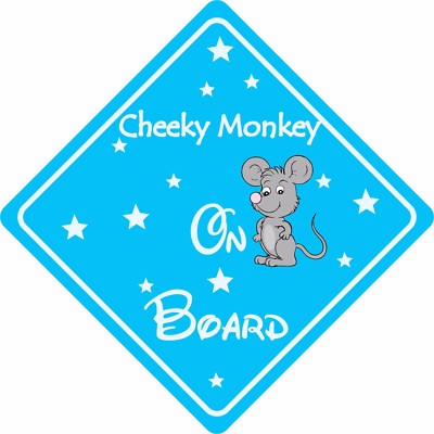 CHEEKY MONKEY ON BOARD MOUSE Autoschild Aufkleber Baby Kind Kinder Sicherheit Kinder  