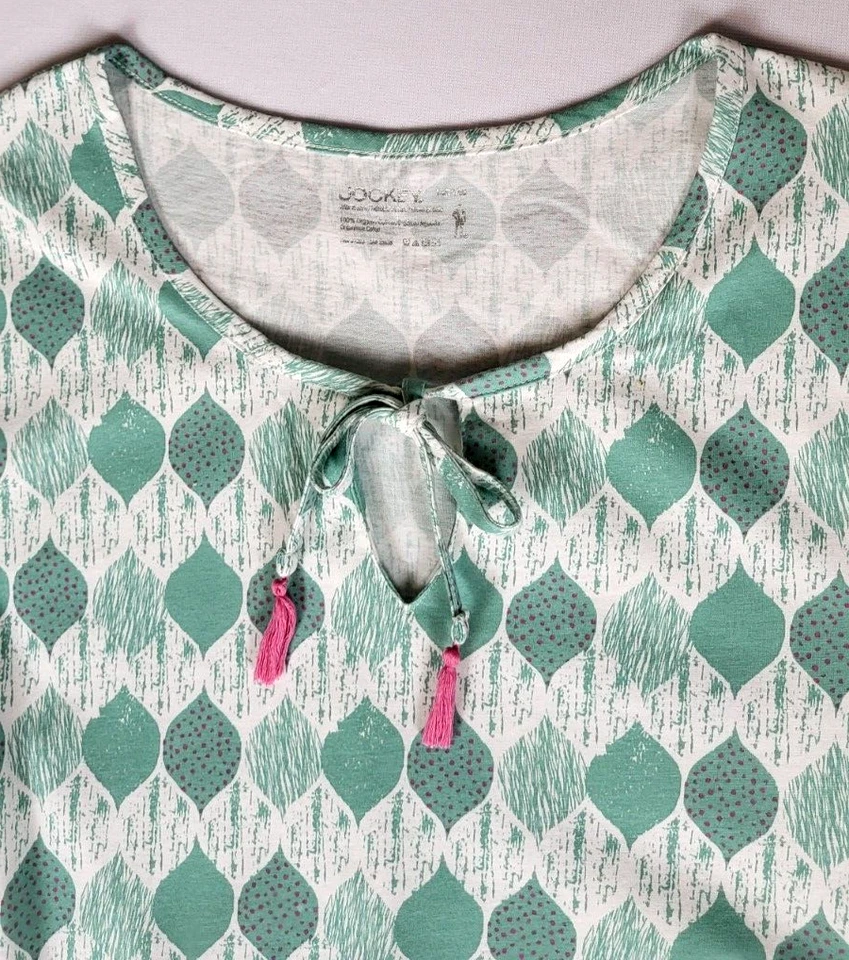 Jockey Women's 1X 100% Organic Cotton Multicolor Boho Tassel Tie Sleep Shirt - Image 4 of 4