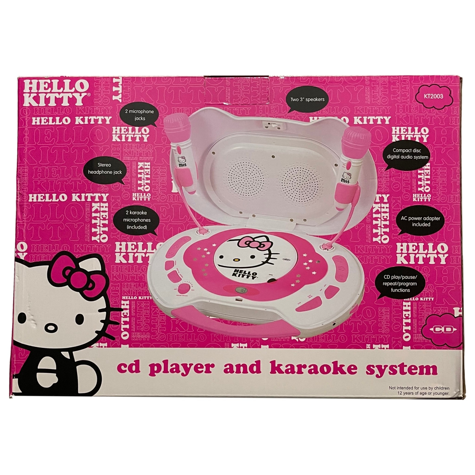 Hello Kitty KT2003CA CD Karaoke System CD Player AC Adapter Speakers