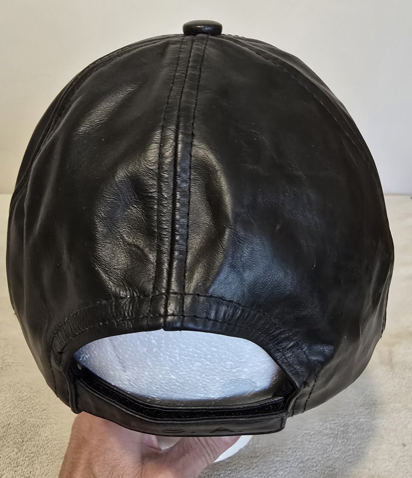 Genuine Solid  Black Leather Adjustable Baseball … - image 8