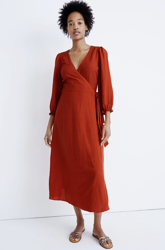 Madewell Linen-Blend Ruffle-Cuff Wrap 