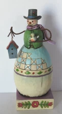 Jim Shore Snowman Figurine "Warm and Cozy" 2008 Bird Birdhouse Statue Winter