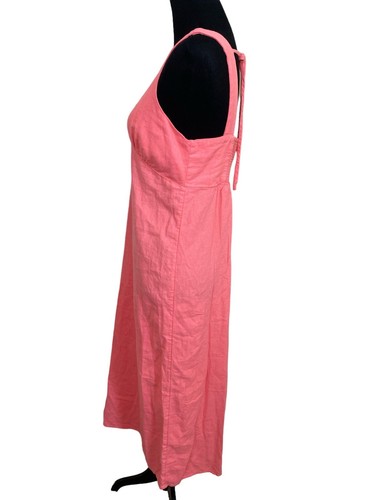 New Womens Old Navy Sleeveless V Neck Linen Blend Coral Midi Dress Size M - Picture 2 of 4