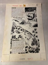WORLD AROUND US #34 original comic art 1961 FISHING GLANZMAN ANGLER SPLASH