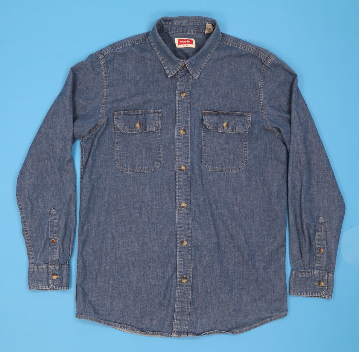 WRANGLER Men's Shirt Long Sleeve Blue Size: