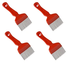 4 Pack - Red Uncapping Fork, 18-Pin Stainless Steel Honey Extraction Tool