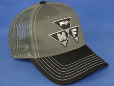 Massey Ferguson Hat - Black/White/Charcoal Twill & Mesh - Triangle Logo