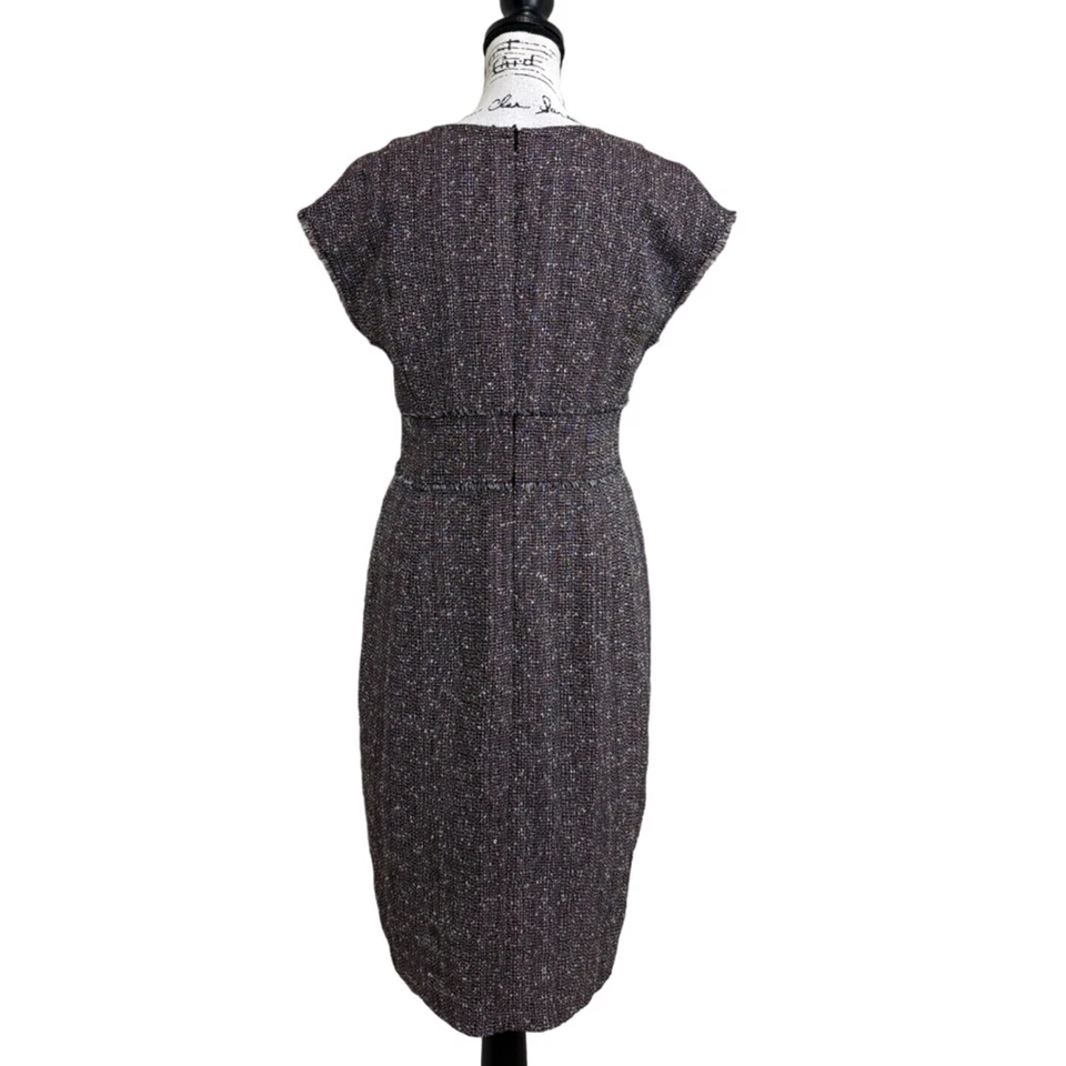 Vestido Escada para mujer tweed cuello en V manga gorra lino mezcla algodón talla 36 / EE. UU. 6 Foto 3 de 4